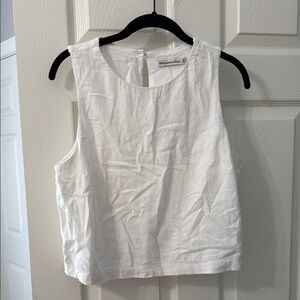 Abercrombie & Fitch White Sleeveless Crop Tank Top